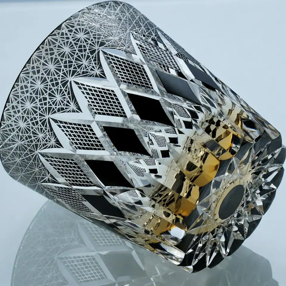 Smoke Black Diamond hand-cut crystal whiskey glass - craftsmanship