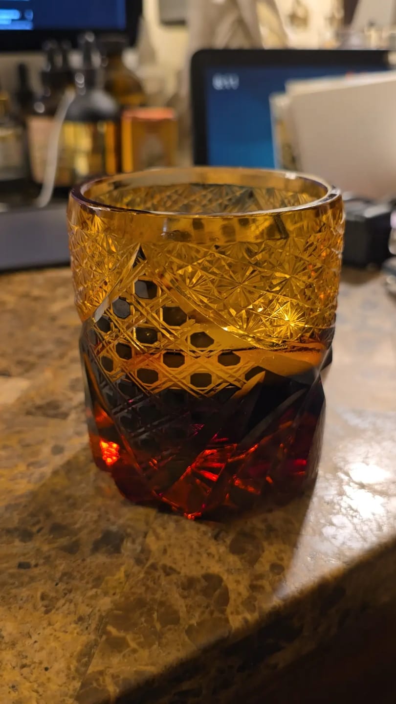 Black Warrior Whiskey Glass | Hand-cut black crystal