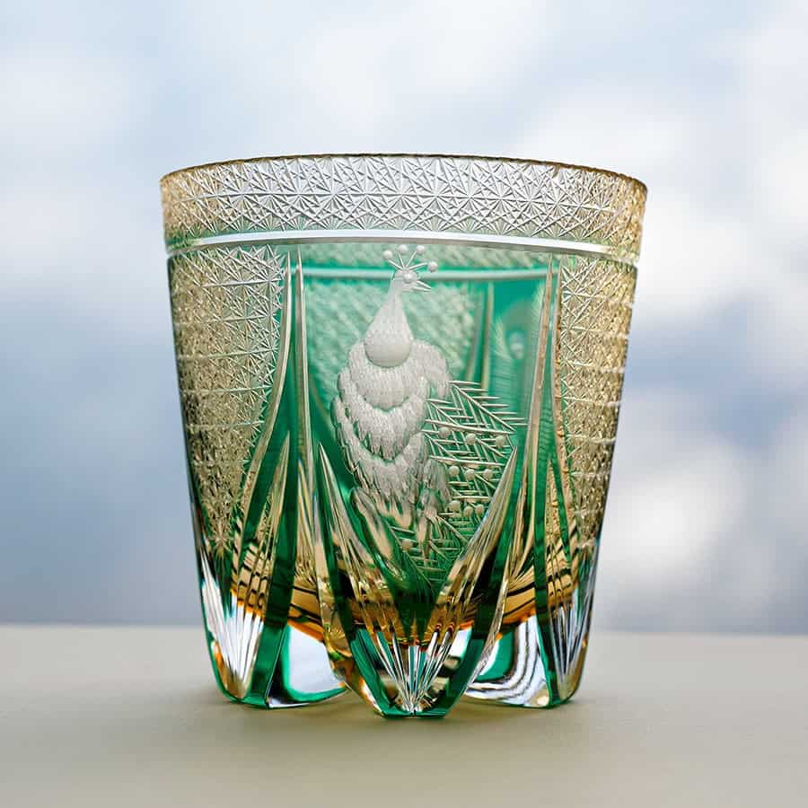 Nature & Legend (Peacock) Handcrafted Emerald Peacock Whisky Glass With Wooden Box - Image 4