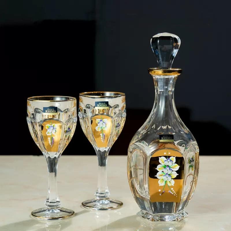 Bohemia Gold Enamel Wine Glasses Decanter Gift Set - Image 11