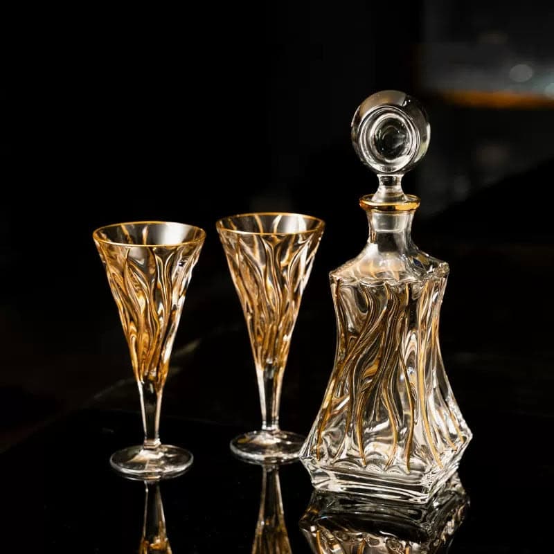 Bohemia Crystal Luxury Wine and Champagne Glass Decanter Set - Image 2
