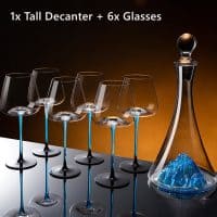 6x Glasses With Tall Decanter Set