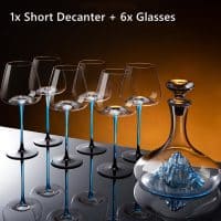 6x Glasses With Short Decanter Set