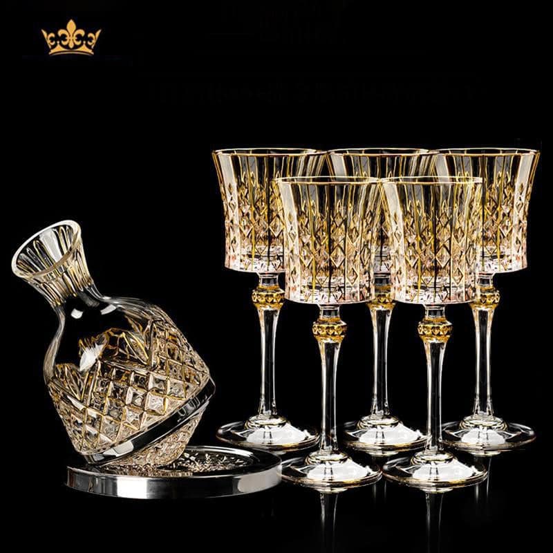Cristal D'Arques Golden Vine Crystal Wine Glasses With Decanter Sets - Main Image