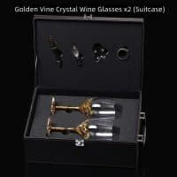 Golden Vine Crystal Wine Glasses x2 (Suitcase)