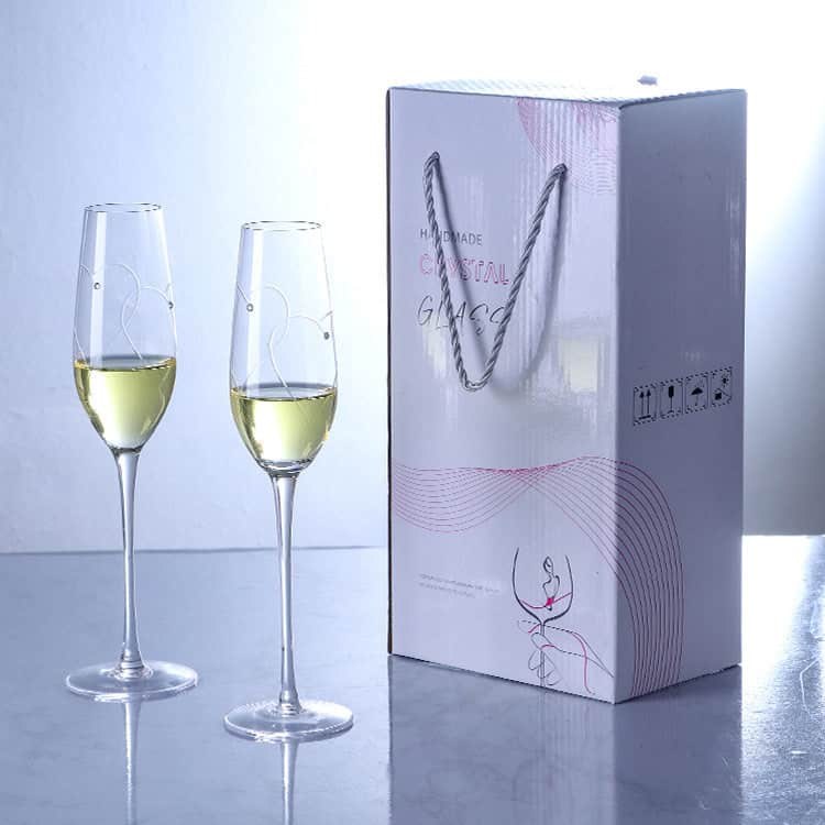 JR Handcrafted Heart-Cut Crystal Champagne Flutes with Gift Set - Image 18
