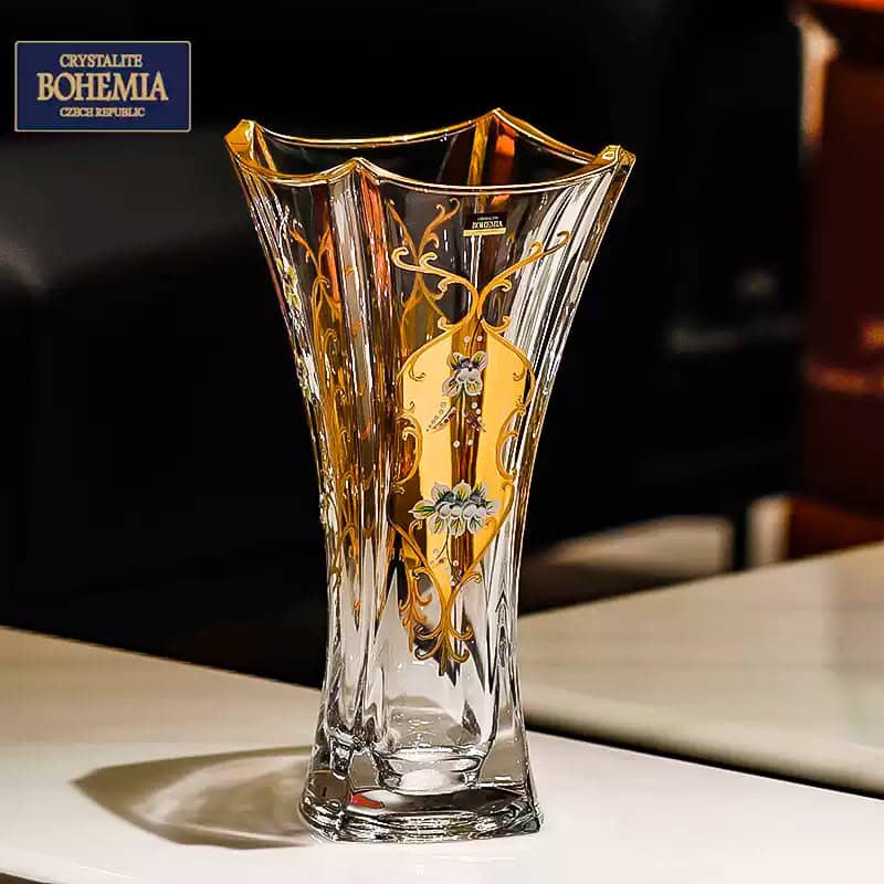 Bohemian Enamel And Gold Crystal Tulip Vase - Main Image