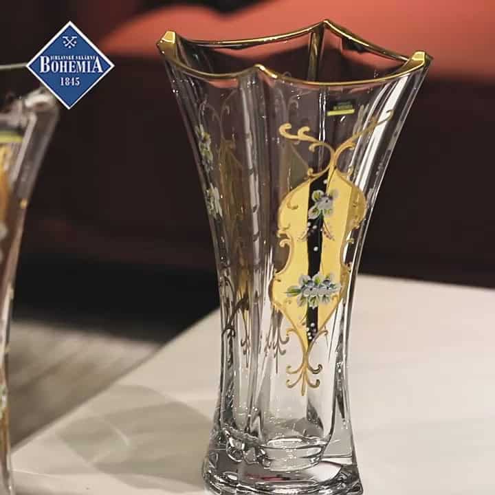 Bohemian Enamel And Gold Crystal Tulip Vase - Image 2
