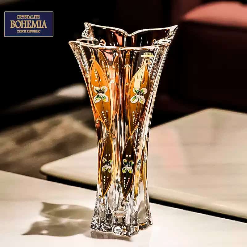 Bohemian Enamel And Gold Crystal Lily Vase - Main Image