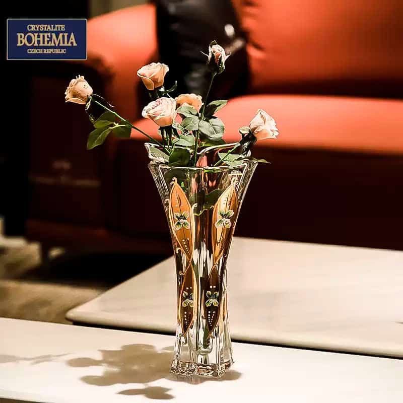 Bohemian Enamel And Gold Crystal Lily Vase - Image 2