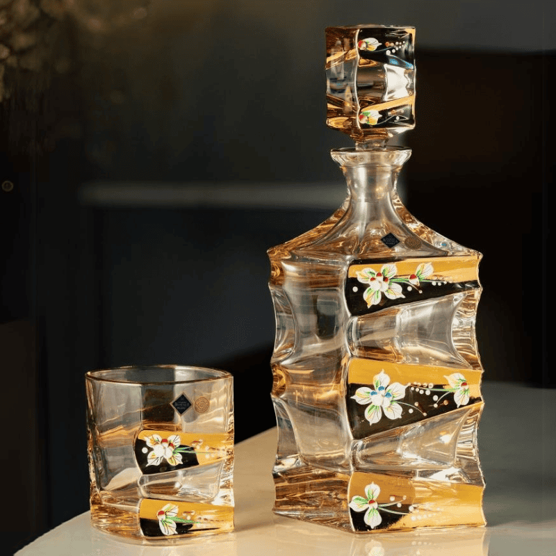 Bohemia Enamel Bloom Crystal Whisky Decanter Set - Main Image