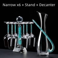 6x Narrow Glasses with 1x Stand and 1x Decanter