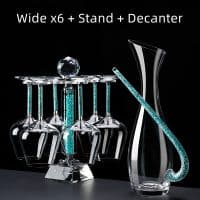 6x Wide Glasses with 1x Stand and 1x Decanter