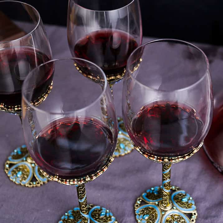 Turquoise Vine Crystal Wine Glasses with Decanter Suitcase Set - Image 2