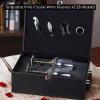 Turquoise Vine Crystal Wine Glasses x2 (Suitcase)