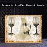 Turquoise Vine Crystal Wine Glasses x2 + Decanter
