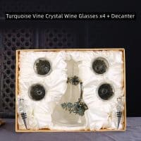 Turquoise Vine Crystal Wine Glasses x4 + Decanter