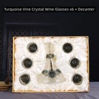 Turquoise Vine Crystal Wine Glasses x6 + Decanter